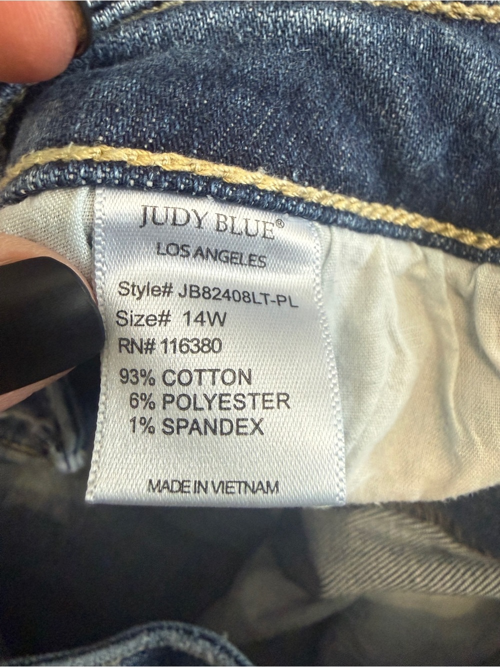 Judy Blue Light Blue Washed Skinny Fit Distressed Jeans - 14W - Picture 6 of 6